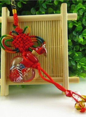 心形夜光琉璃精油瓶宝宝挂件胎毛挂件香薰香水瓶子中国结汽车挂坠