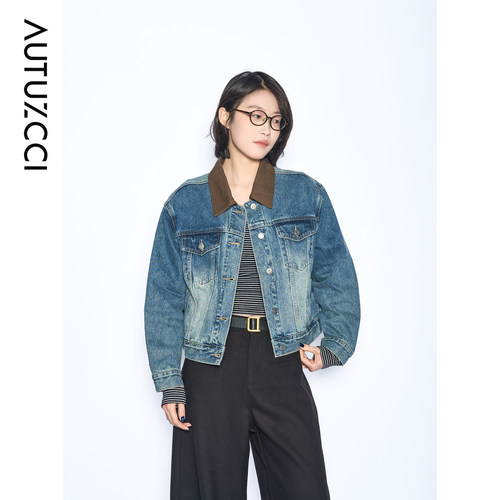 2026春上新韩系撞色牛仔外套