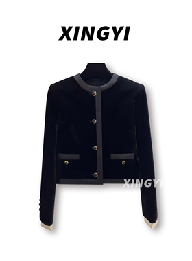 『XINGYI』黑色丝绒长袖拼接袖高级感小香风外套XY8158