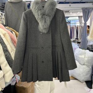 冬季加厚羽绒双排扣韩版百褶中长款毛领外套女休闲时尚小个子大衣