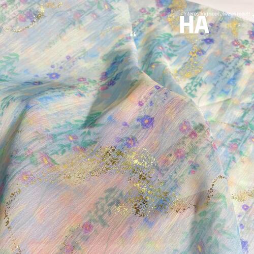 小碎花印花面料服装烫金布料