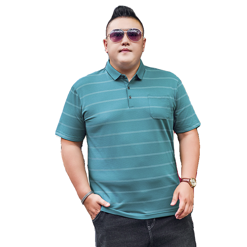 3XL-7XL男士条纹polo衫短袖有口袋翻领保罗衫加肥加大9805P58,男装Polo衫,星座802