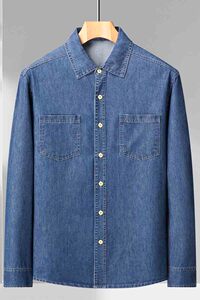 XL-8XL秋冬新款男牛仔长袖衬衫休闲男士牛仔衬衣上衣外套2365-P65图片