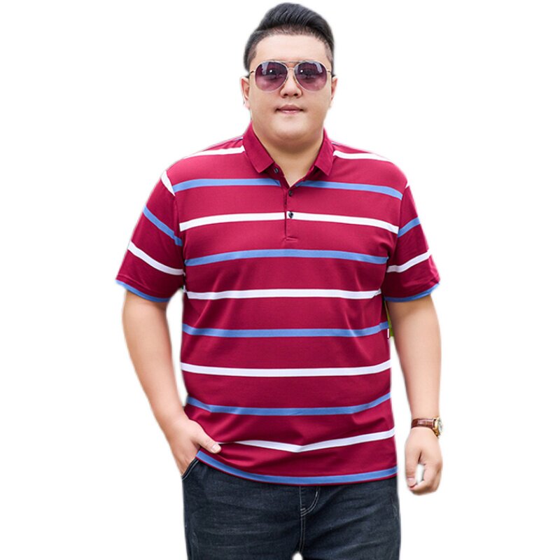 3XL-7XL男士条纹polo衫短袖商务休闲翻领保罗衫加肥加大2311P58,男装Polo衫,星座802