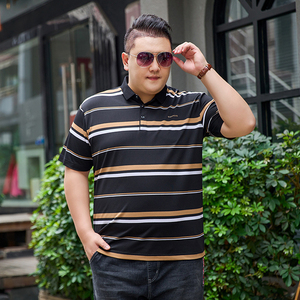 3XL-7XL男士条纹polo衫短袖商务休闲翻领保罗衫加肥加大3309P58图片