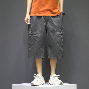 XL-6XL男士夏季多袋工装裤宽松马裤沙滩七分裤加肥加大码2023-P40图片