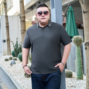 M-9XL加肥加大码男士冰丝翻领短袖 冰丝POLO短袖2095P48图片
