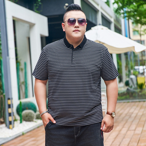 3XL-7XL 时尚潮流条纹短袖T恤 POLO衫加肥加大码9806P58图片