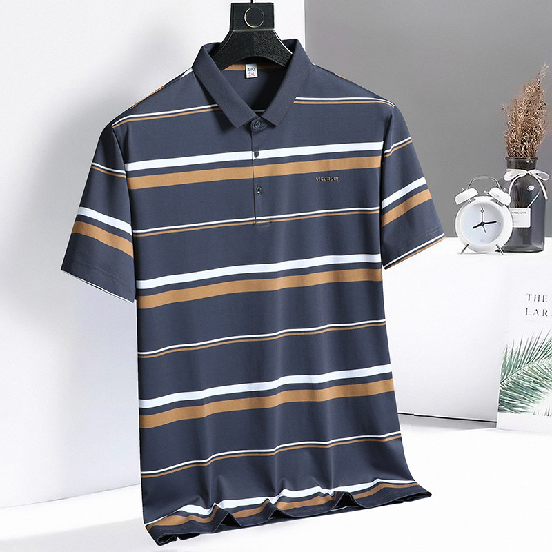 3XL-7XL男士条纹polo衫短袖商务休闲翻领保罗衫加肥加大3309P58,男装T恤,星座802