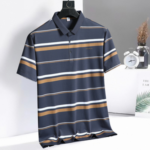 3XL-7XL男士条纹polo衫短袖商务休闲翻领保罗衫加肥加大3309P58图片