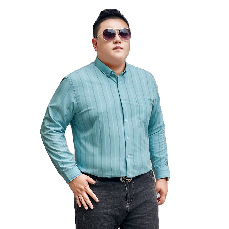 春秋装牛津纺全棉条纹衬衫男长袖休闲免烫抗皱寸衣加大码CS05P55,男装衬衫,星座802