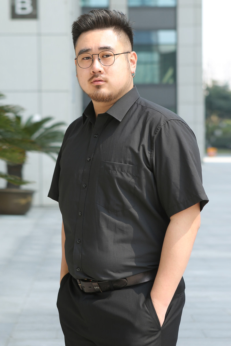 XS-8XL夏装新男士短袖衬衫抗绉工装半袖衬衣纯色加大码1405款P50,男装T恤,星座802