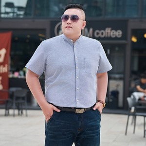 3xl-8XL夏装加大码宽松牛津纺全棉长袖衬衫纯色工装衬衣CS001-P60图片