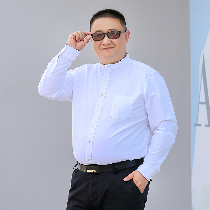 38-50码S-10XL纯色立领纯棉长袖衬衫加肥加大男士衬衣CS02-P65,男装衬衫,星座802