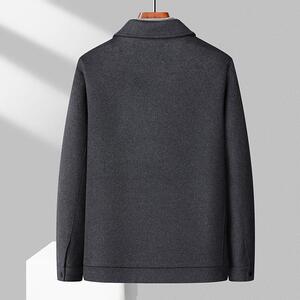 XL-8XL冬季宽松短款毛呢大衣男式休闲翻领羊毛呢外套大码2051P195图片