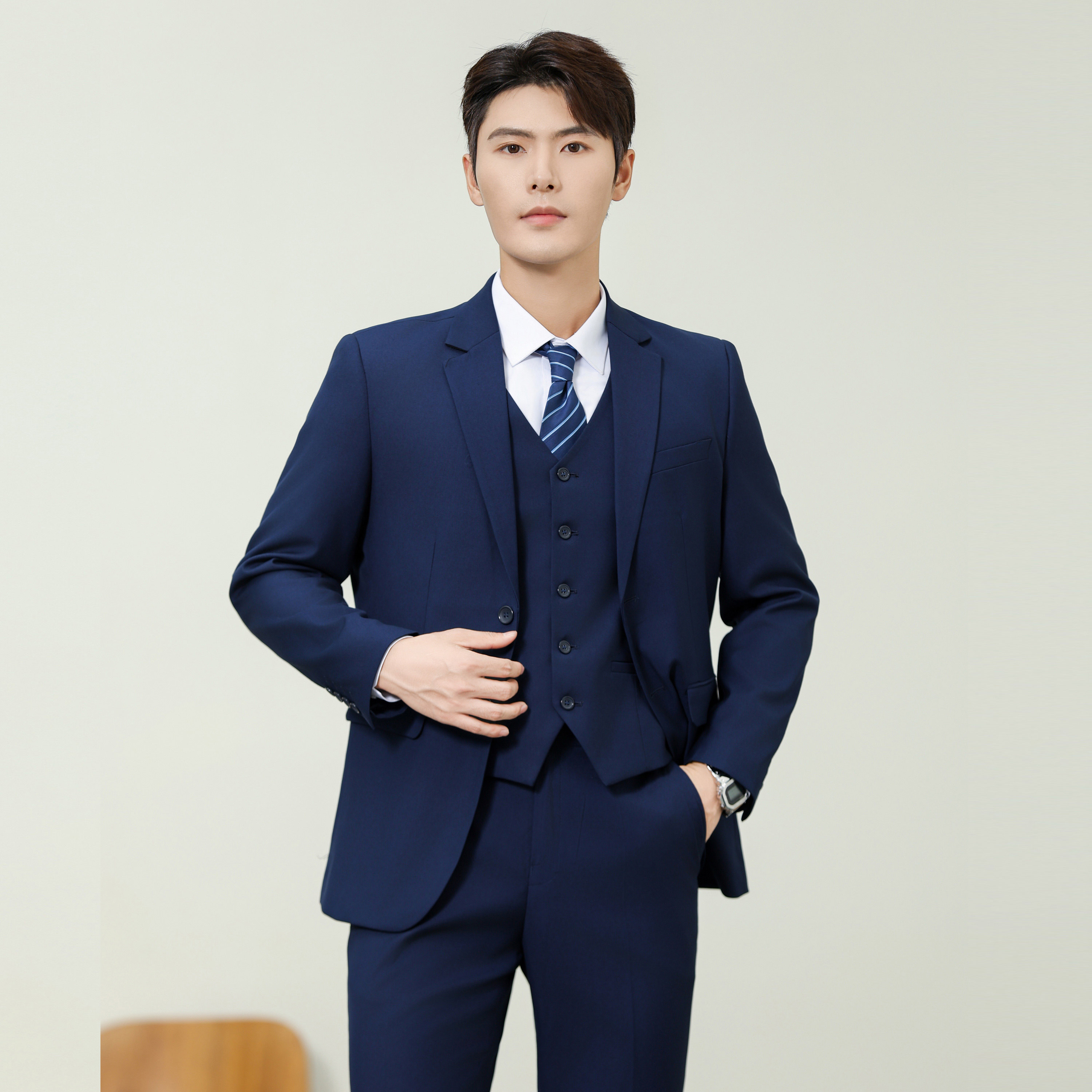 西服三件套西装三件套460克面裤含外套马夹裤子XZ3001P165,男装西服套装,星座802