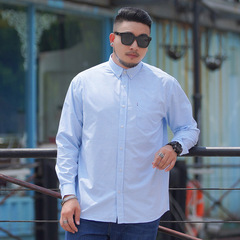 Men's long sleeve shirt business casual slub cotton shirt plus large size inch shirt