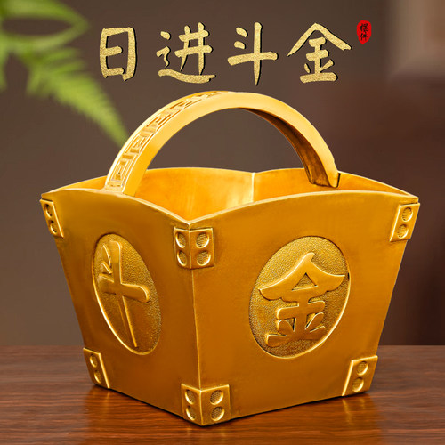 铜日进斗金摆件聚宝盆客厅装饰