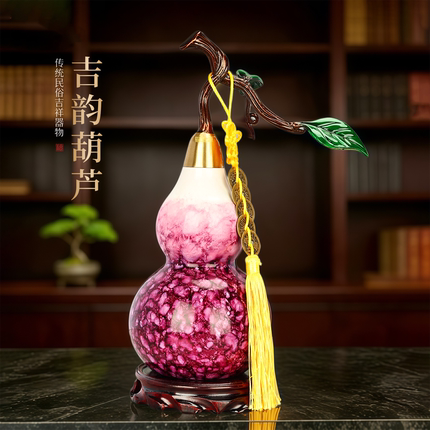 铜葫芦摆件客厅玄关装饰品紫气东来彩绘开口葫芦家居门口福禄挂件