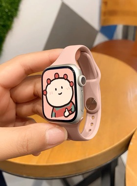 适用apple watch小蛮腰运动硅胶苹果表带iwatch9/8/7/6男女款