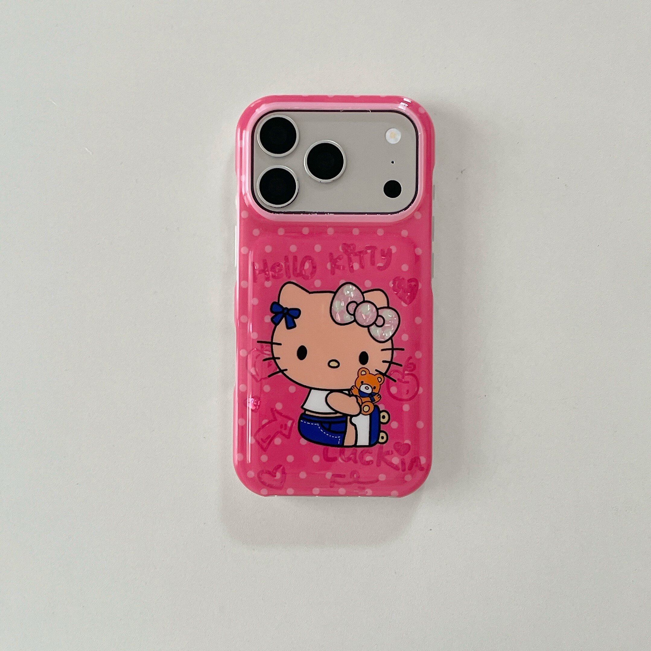 KT可爱玫粉镭射波点iPhone壳