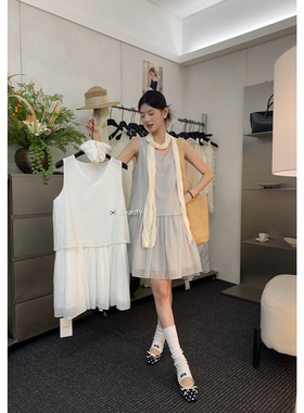希宥HOUSE 韩版宽松简约松弛阔版连衣裙(配头花)