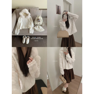 希宥HOUSE 可拆卸连帽厚实毛衣外套保暖毛衣(配可拆卸毛领)