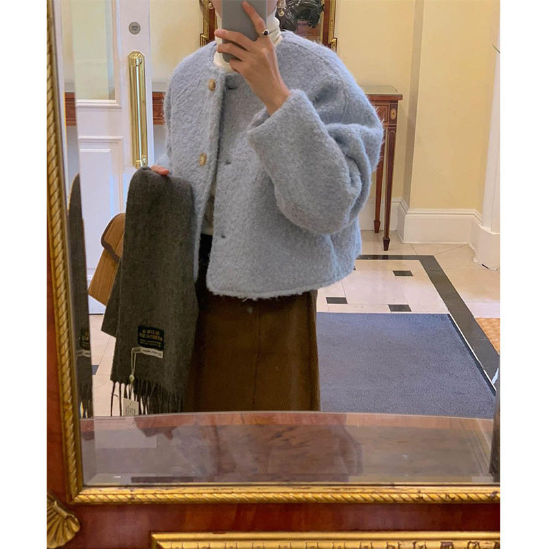 希宥HOUSE 新款法式温柔宽松圆领毛感小香风羊毛纯色毛呢短外套女,女装/女士精品,毛呢外套,淘宝优惠券,粉丝福利购,淘宝优惠卷