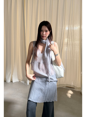 希宥HOUSE 设计感丝巾中长款连衣裙(配丝巾)(不配腰带腰包)