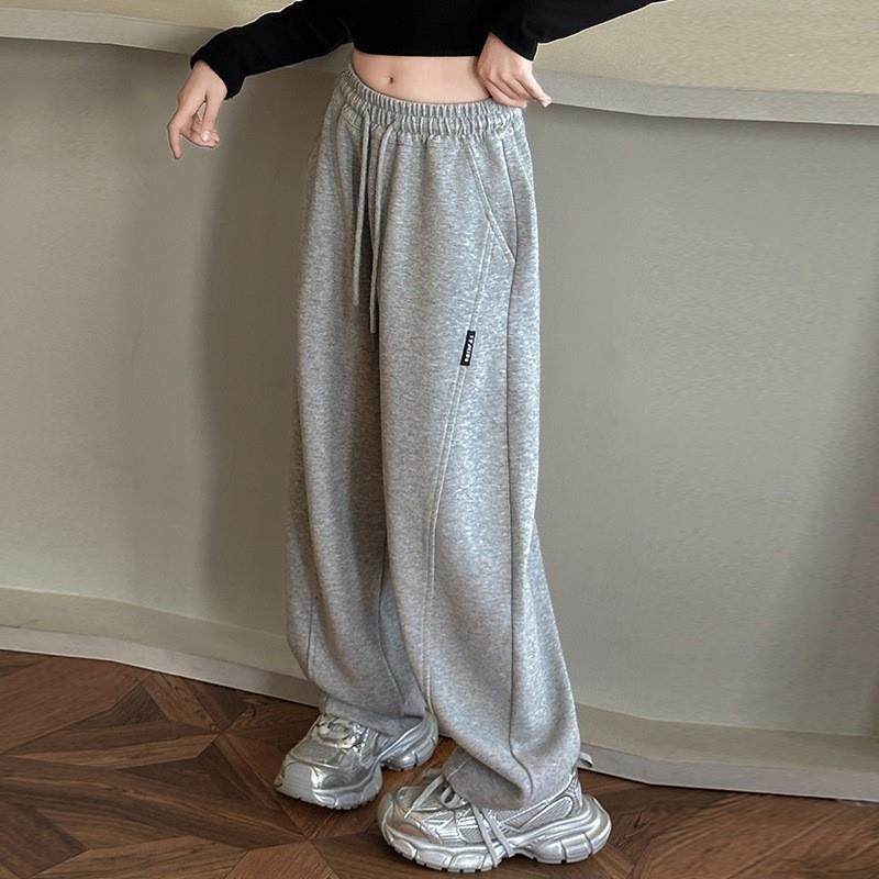 女童裤子2024秋冬新款加绒加厚女孩时尚卫裤中大童洋气休闲直筒裤