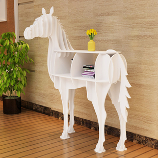 创意骏马书架动物造型置物架落地主题橱窗装饰摆件会展展架