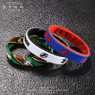 硅胶运动手环篮球双色卡扣手环可调节手腕带球迷用品球星艾弗森