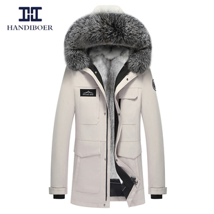 可脱卸皮毛一体加厚皮草外套潮 海宁整貂皮大衣派克服男士 冬装 新款