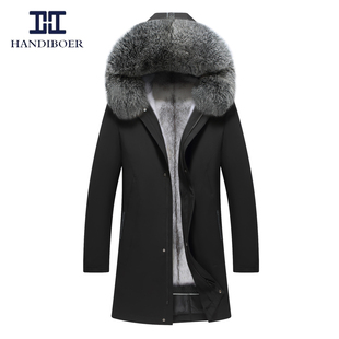 海宁派克服男整貂皮草中长款 貂皮大衣皮毛一体十字貂内胆加厚外套