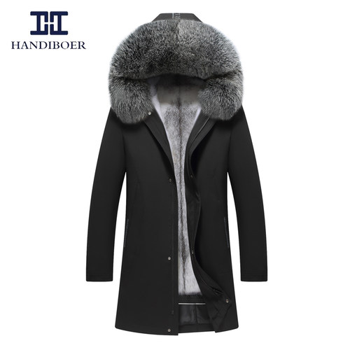 貂皮大衣男士皮草连帽修身派克服