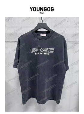 YOG【MarineRose 发泡】320克春季潮牌做旧男女同款重磅面料短T袖