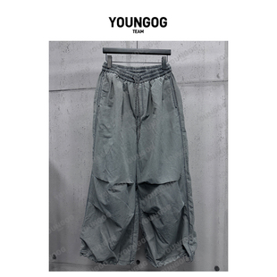 冲锋裤 YOG 男女同款 潮牌日系街头复古长裤 水洗baggy伞兵裤 春季
