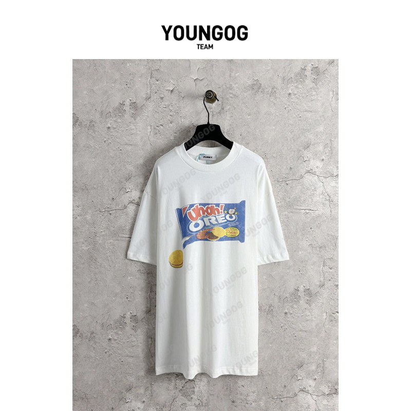 YOG【Purey&middot;WR 饼干印花T恤】潮牌美式街头男女同款宽松短T恤