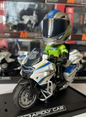 空中武夷山文创经典警察车模Q版合金摩托车骑手套组伴手礼