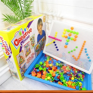 益智玩具3到6岁儿童益智拼图积木男孩数字钉子蘑菇钉趣味玩具