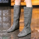 欧美复古内增高镂空高筒骑士靴女2026秋季 圆头不过膝长靴凉靴 新款