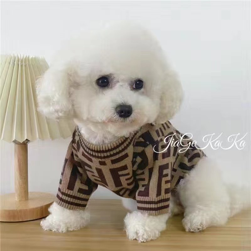 thumbnail for Dog pet cat trendy brand sweater warm teddy bichon schnauzer small dog winter sweater autumn winter clothes