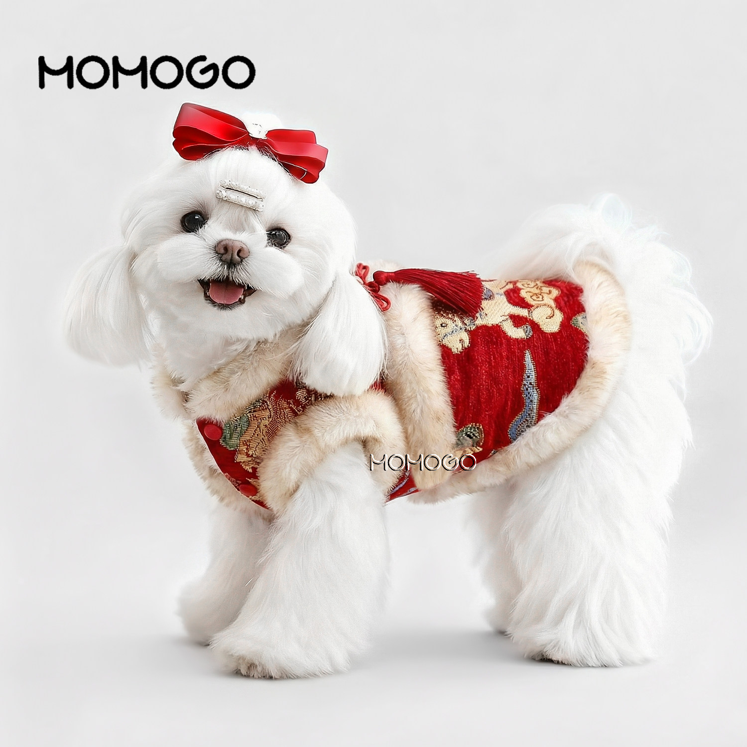 狗狗猫咪秋冬衣服过新年中式唐装马甲宠物泰迪比熊博美喜庆拜年服