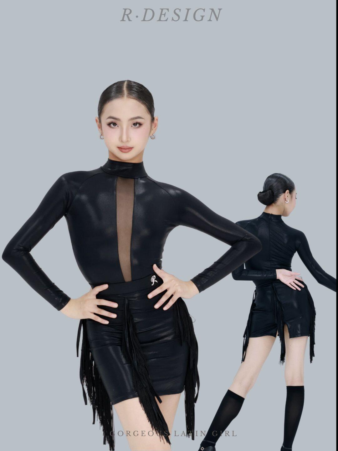 RDESIGN女拉丁舞服暗夜光淬套装