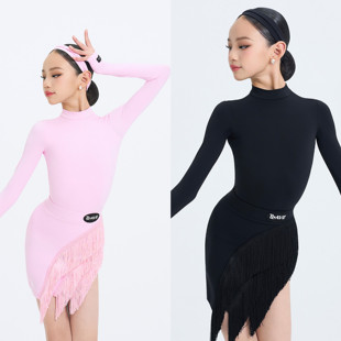 巴黎倍甜 WAVE未午新款 拉丁舞服女童练功服儿童舞蹈服上衣半裙