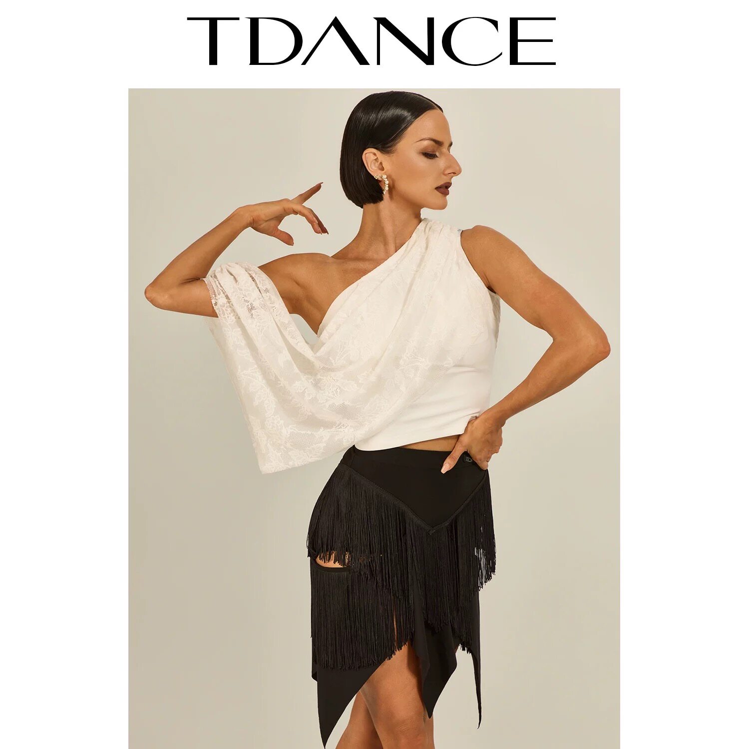 TDANCE拉丁舞服单肩套装不规则女