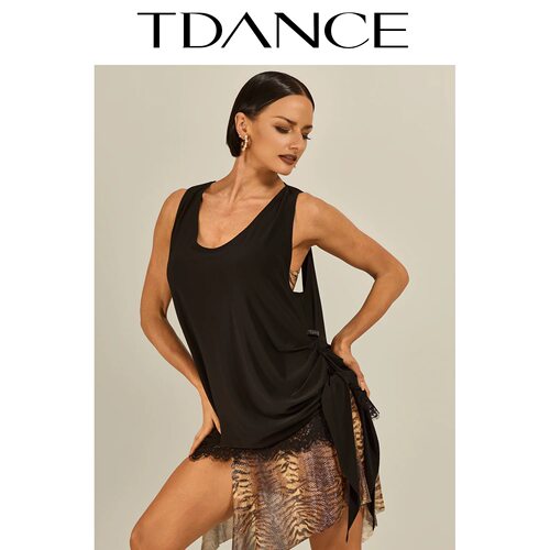 TDANCE拉丁舞服蕾丝边两穿外搭女