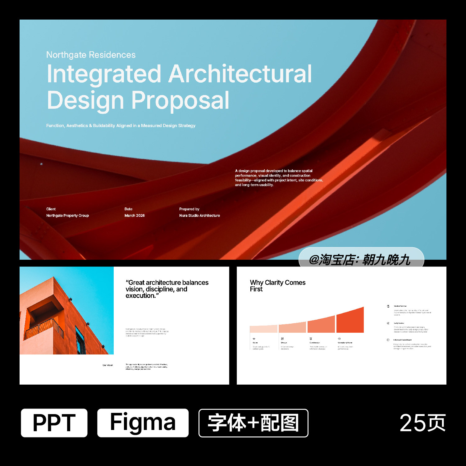 简约高级小众建筑设计方案PPT模板套件Figma源文件设计素材0