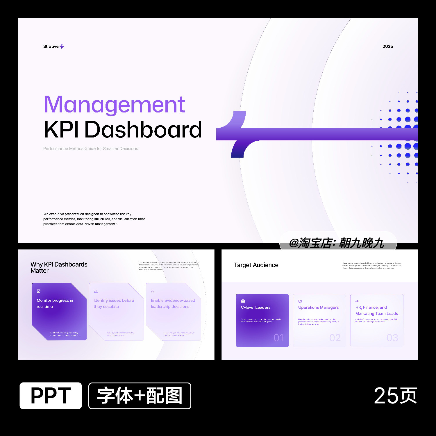 紫色高级小众表格树状图饼图各类数据美化数据可视化PPT模板zw3