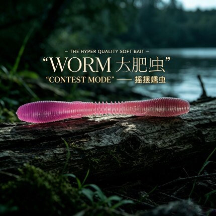 Wiggly Worm 摇摆蠕虫面条虫高比重远投沉水耐撕咬弹性软饵